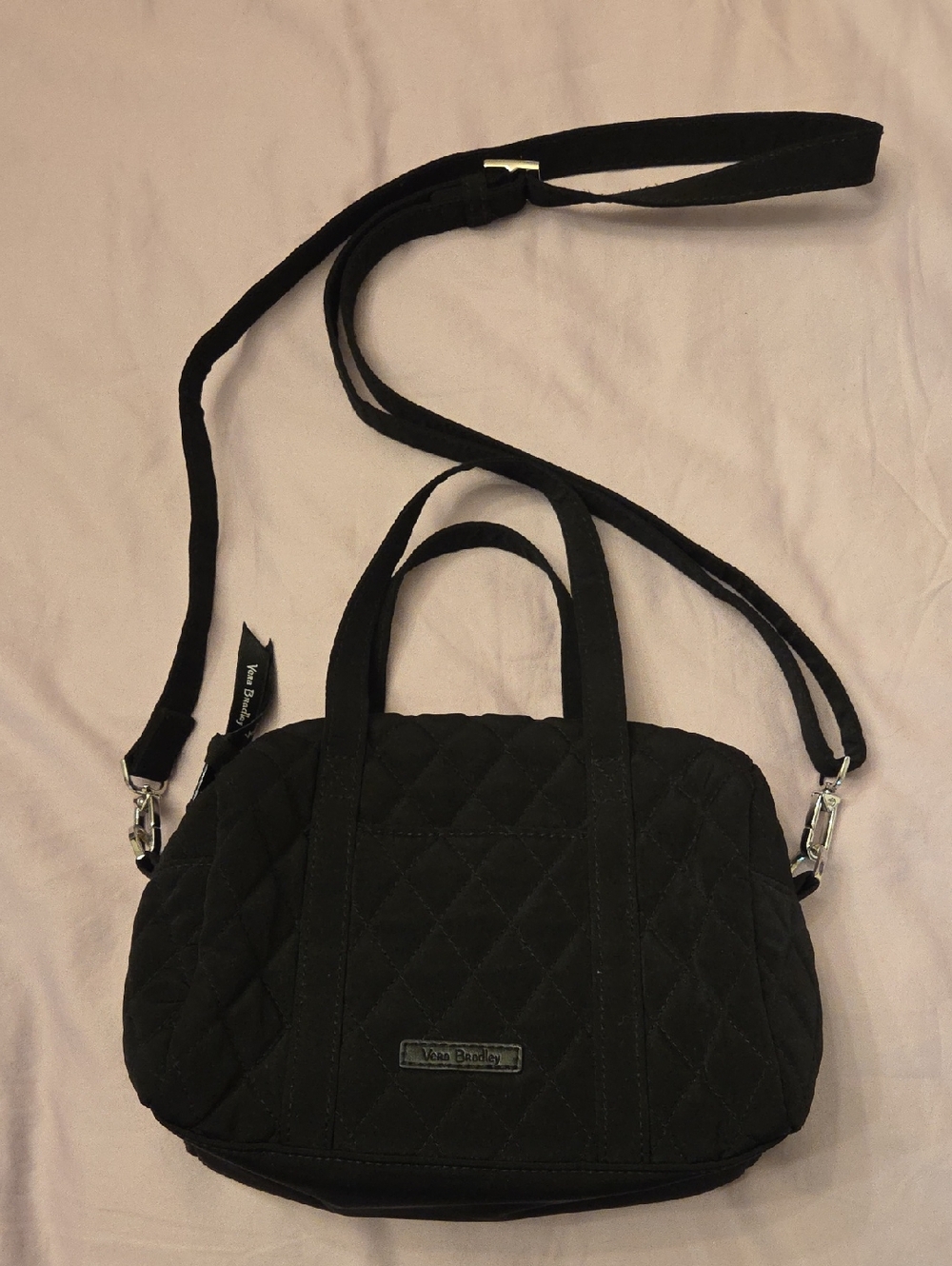 Vera Bradley Black Quilted Crossbody Satchel